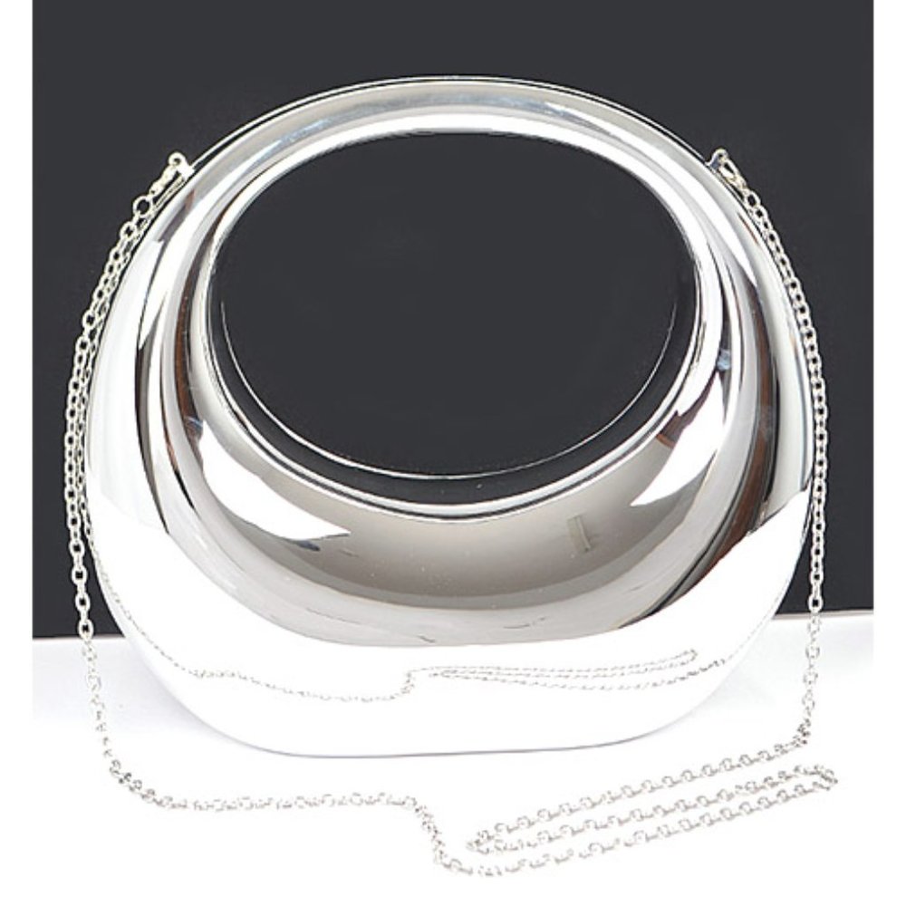 BNWT Brand New Silver Molded Acrylic Top Handle Clutch Bag Crossbody Bag